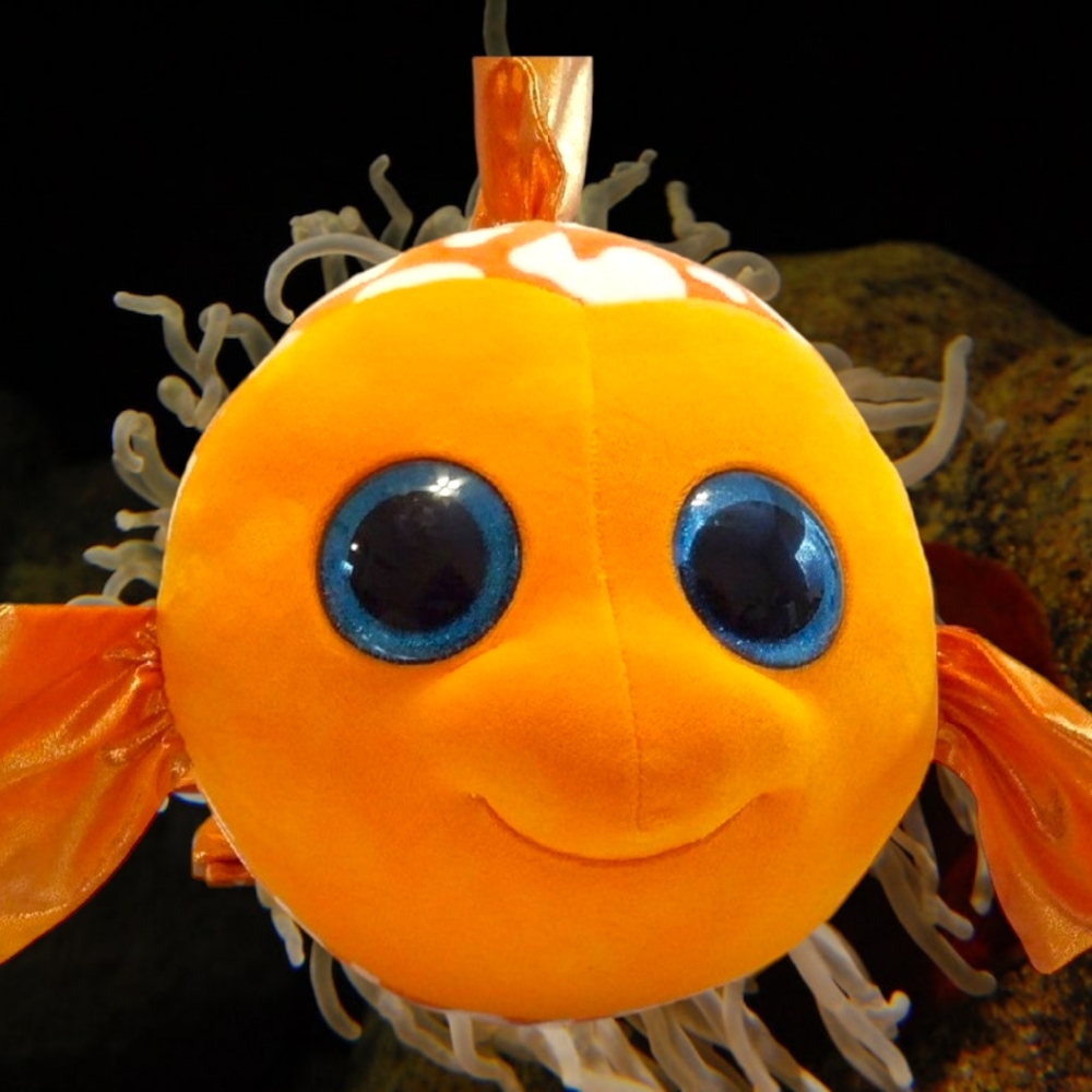 TY Beanie Boo Sami The Fish Orange White Glitter Fins 16” Plush Stuffed Animal